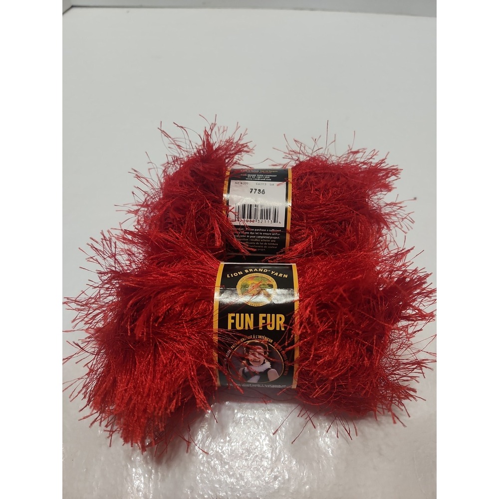 Lot of 2 Skeins - Red Lion Brand Yarn - FUN FUR - Eyelash